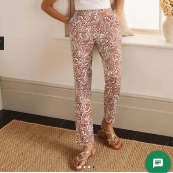 Boden Pull On Paisley Ankle Length Straight Cut Trouser - Picture 1 of 8